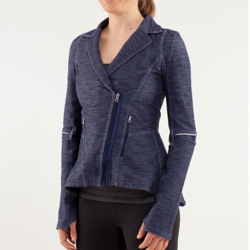 Lululemon Ride On Blazer Size 6 Heathered Black Fossil Moto